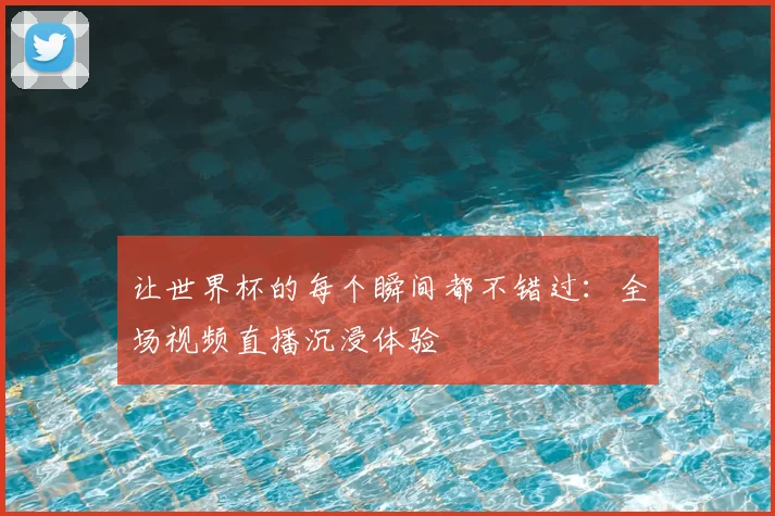 让世界杯的每个瞬间都不错过：全场视频直播沉浸体验